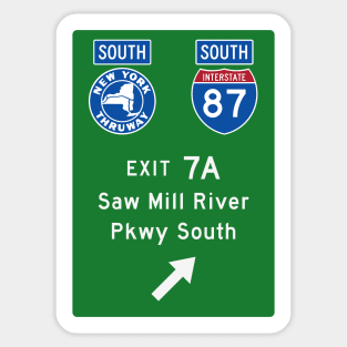New York Thruway Southbound Exit 7A: Saw Mill River Parkway South Sticker